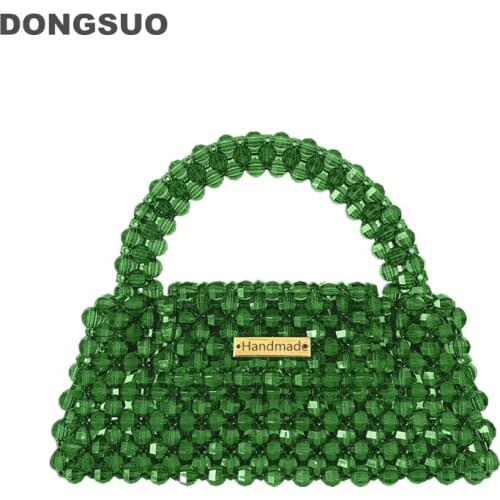 Pearl bag designer brand Clear Acrylic crystal stone bead box totes handbag women handmade summer party small bucket purse