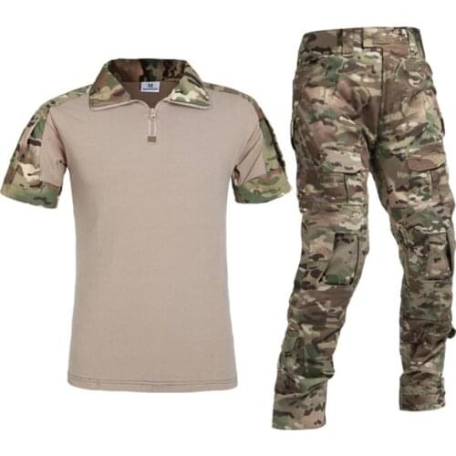 Summer Short Sleeve Tactical Sets Military Combat Shirts Pants Uniform Outdoor Training Suit Camouflage Hunting Fishing Clothes