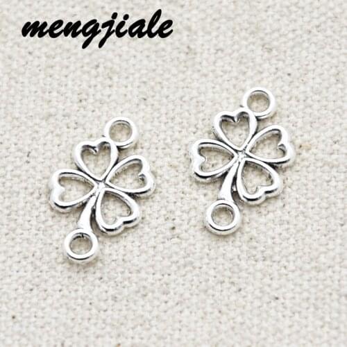 30pcs Hot Sell Vintage Metal Four Leaf Clover Connector Charms Pendants For DIY Making Alloy Handmade Finding Jewelry