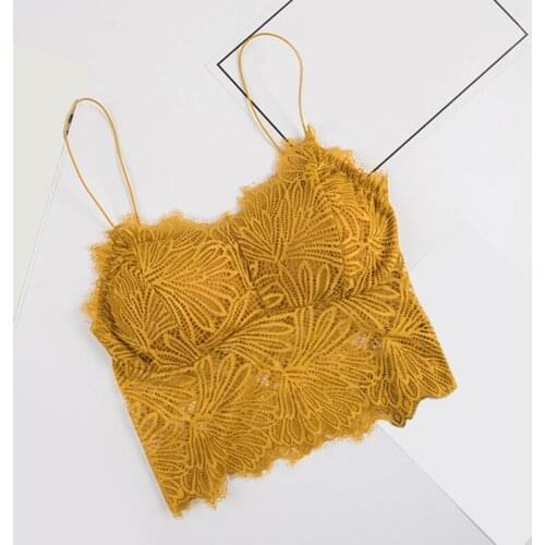 Women Bras Pad Push Up Wireless Lace Bra Top Sexy Bralette Fitness Underwear Flower Pattern Lingerie Full Cup