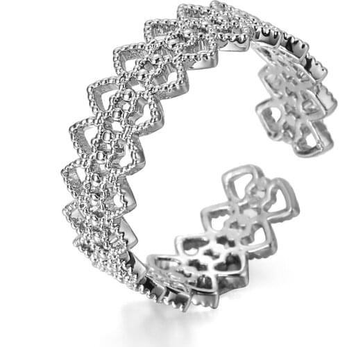 Women Ring Silver Plated Adjustable Cubic Zirconia Ring Fashion Simple Banquet Wedding Ring Designed for Women Send Girlfriend