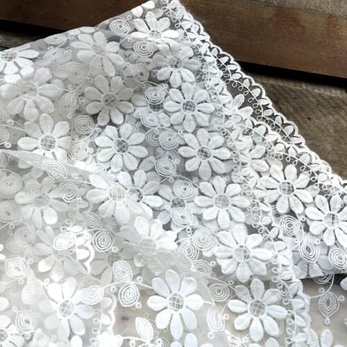 130*100CM ivroy flowers Wedding bridal Dress Applique DIY Bridal Headdress scarf veil Embroidered Lace Fabric Patch curtain