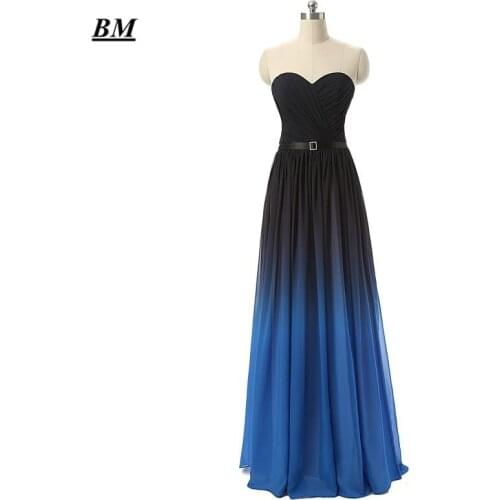 2019 Elegant A-line Ombre Prom Dresses Chiffon Beading Long Gradient Formal Evening Dress Party Gown Vestidos De Gala BM109
