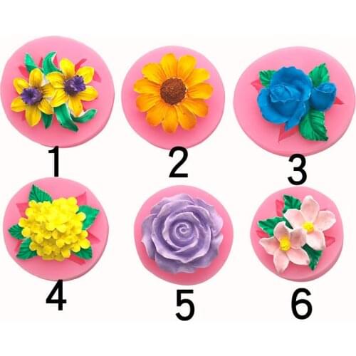 3D Flower Shape Silicone Fondant Mould Handmade Soap Candle Clay Mold Cake Baking Wedding Decorating Tools