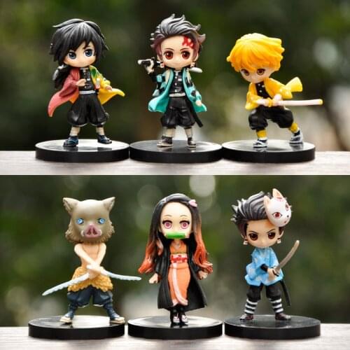 6Pcs/Set Anime Demon Slayer Kimetsu No Yaiba PVC Model Figurines Kamado Tanjirou Kamado Nezuko Kids Gifts Toys Figure Dolls