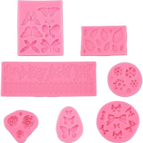 7pcs/set Food Grade Silicone Molds Epoxy Resin Casting Molds Flower Butterfly Leaf For DIY Jewelry Making Findings Accessories