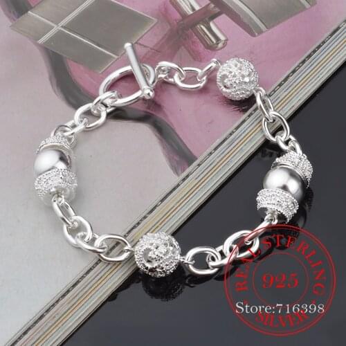 925 Sterling Silver Charm Hollow Ball Bracelet For Woman Wedding Engagement Party Fashion Jewelry