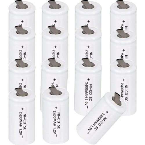 15Pcs SC S C 2400mah Sub C Ni-Cd Rechargeable Battey NiCd SUBC Cells Screwdriver Electric Drill Batteries Power Tool