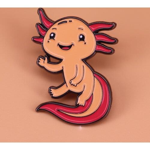 Axolotl enamel pin hexagon fish brooch amphibian axolotl badge marine animal jewelry cute pins women girlfriend gift