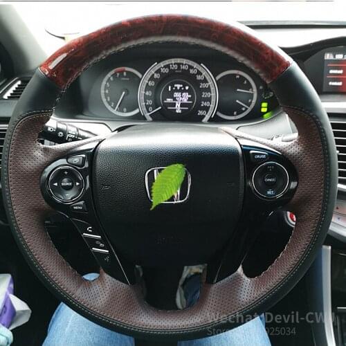 For Honda Odyssey Steering Wheel 2015 2016 2017 2018 2019 2020 2021 Cover Hand-stitched Leather Grip Cover Auto Accessories