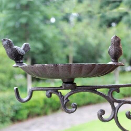 Cast iron garden decor vintage metal bird feeder with hooks