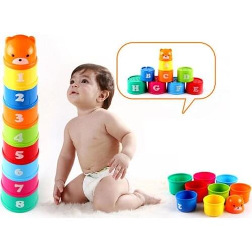 Building Blocks Stack Cup Children Educational Toys Cups Mini Toy Fun Toy Tower Stacking Rainbow Gifts Fun Cups Bear Stacki