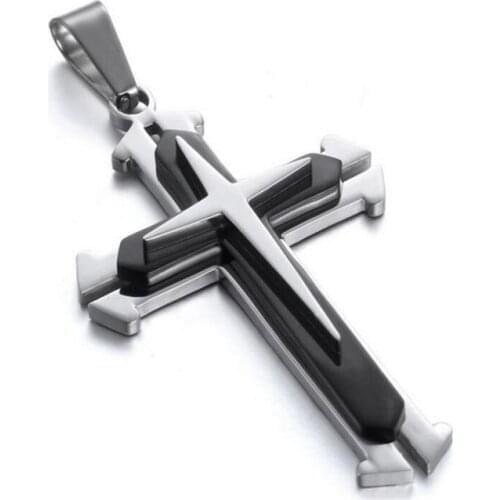 Hot Selling Unisex Men Stainless Steel Cross Pendant Necklace Chain Fashion Jewelry Kimisohand