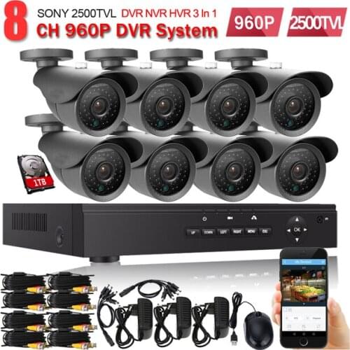 Home 8CH CCTV Security System 8 Channel HDMI 1080 P AHD DVR HD 960 P 1.3MP Outdoor Bullet Cameras Kit Video Surveillance System