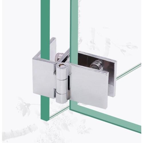 2PCS 0 90 180 Degree Double-sided Clip Household Easy To Install Glass Clip Zinc Cabinet Door Hinge Bathroom Furniture Cabinet