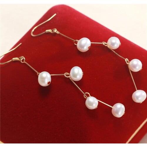 Beautiful Real Freshwater 5-6MM Pearl Earrings Gold Plated Drop Earrings Nice Party Wedding Women Women Gift 10 pairs/lot