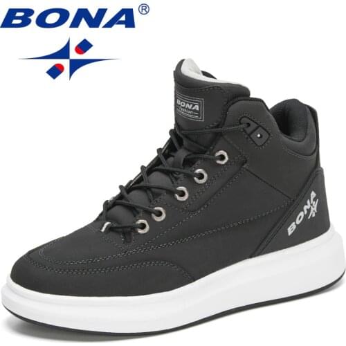 BONA 2020 New Designers Luxury Brand Shoes Men Large Size Outdoor Sneakers Man High Top Trainers Flats Footwear Mansculino Comfy