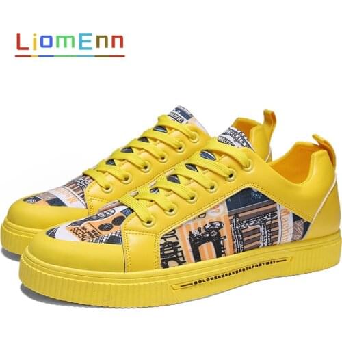 2021 Spring Graffiti Yellow White Sneakers Women Flat Shoe Tennis Female Summer Casual Sport Vulcanized Shoes Woman basket femme