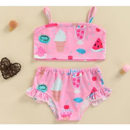 0-3T Summer Tie Dye Clothes Toddler Split Swimsuit Kid Girl Unicorn Eyelash Sleeveless Suspender Swimsuit Float Beach Bikini