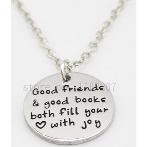 2015 new arrive Best friend Necklace"good friends good books both fill your with joy" Pendant heart Necklace Christmas Gift