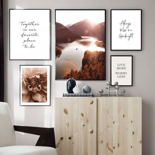 Autumn Lake Reflection Picture Nature Scenery Scandinavian Poster Nordic Decoration Print Landscape Wall Art Canvas Painting