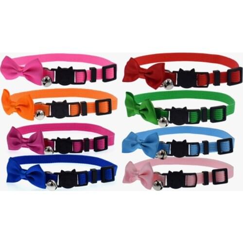 9 Colors Cats Bells Collars Adjustable Nylon Buckles Fashion Reflective Pet Collar Cat Head Pattern Necklace Cat Accessories