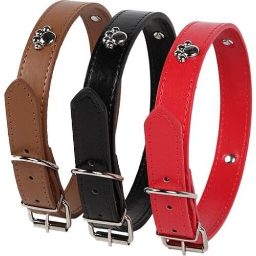 Dog collars PU leather pet products cat adjustable durable fashion comfortable multicolor accessories leash personalized