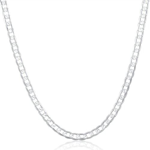 6MM 925 Sterling Silver Plated 16/18/20/22/24 Inch Side Chain Necklace For Woman Man Fashion Wedding Jewelry Gift JP