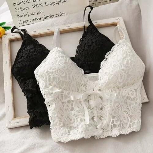 Sexy suspenders short vest female summer lace sleeveless V-neck top nightclub club womens black white