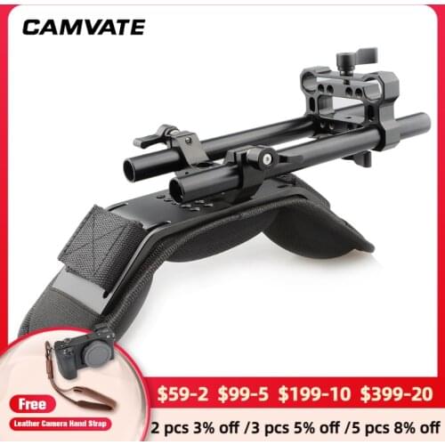 CAMVATE Foam Shoulder Pad with 15mm Dual Rod Clamp &15mm M12-200mm Rod For DLSR Camera / Camcorder Shoulder Rig Support System