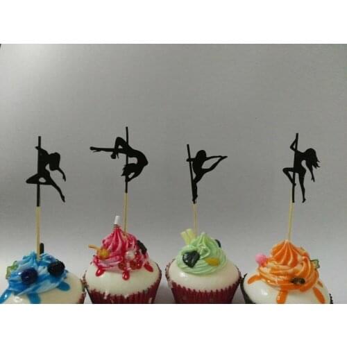 Sexy Pole Dancing Silhouette Cupcake Toppers food Picks bridal shower Bachelorette Party wedding birthday toothpicks decor