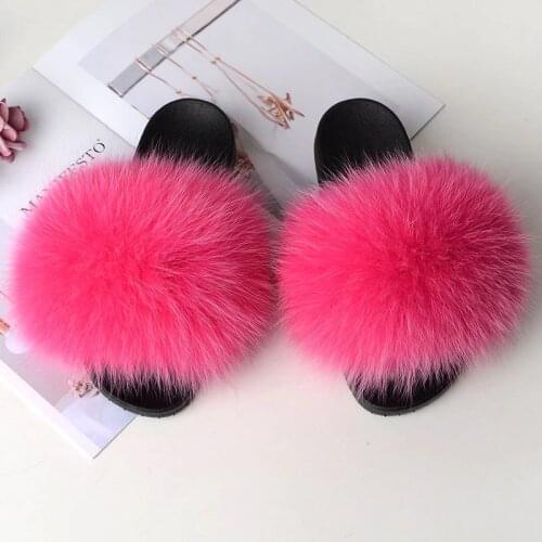 New Arrival Children Sweet Fur Slippers Summer Fluffy Furry Slides Girl Home Plush Fur Beach Flip Flops Wholesale Drop shipping