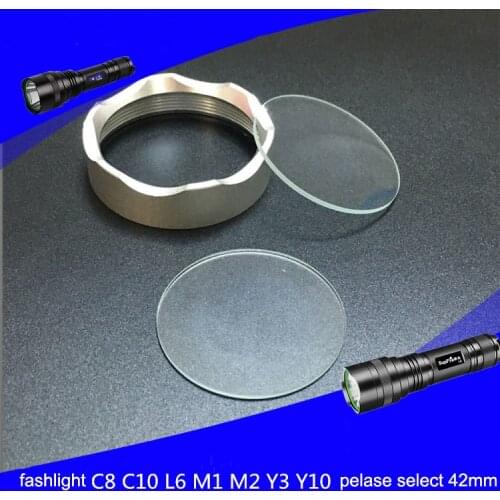 Glass Lens Flat lens Torchy Lens For Flashlight Lamp Glass C8 L6 C10 Diameter 20 21 38.3 42 51 55 60 63.5 65mm