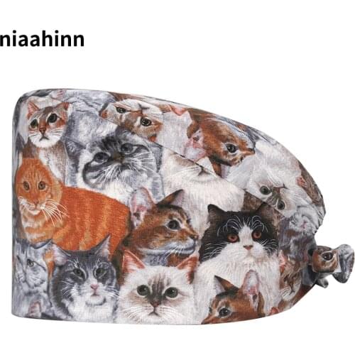 Unisex Dental Clinic Medical Surgical Hat Pet Operating Room SPA Beauty Salon Work Caps Women&men Adjustable Nursing Scrubs Caps