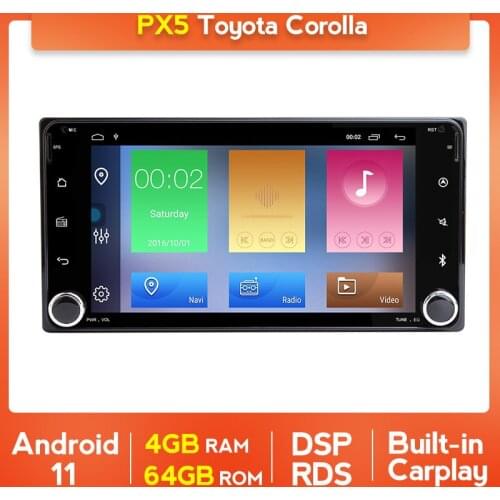 4+64G Android 11 2Din Universal Car Multimedia Player For Toyota Vios Crown Camry Hiace Previa Corolla RAV4 FM Radio Stereo Wifi