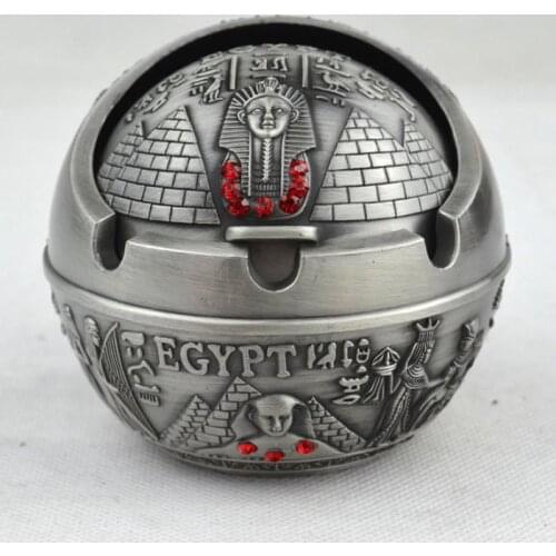 Vintage Egypt Pyramid Ashtray Zinc Alloy Ash Tray Holder Cigarette Smoke Car Ashtray Home Smokeless Ashtrays Cigarette Holder