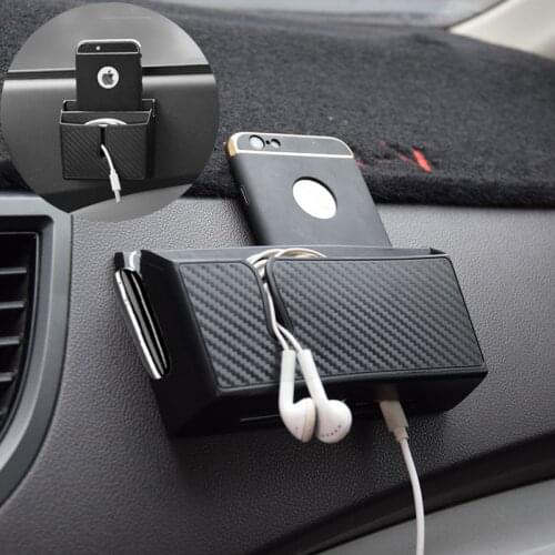 Car Storage Box Sundries Storage Rack Mobile Phone Holder Storage Closet Organizer Cabinet Mobile Phone Cradle Holder Charge Bag