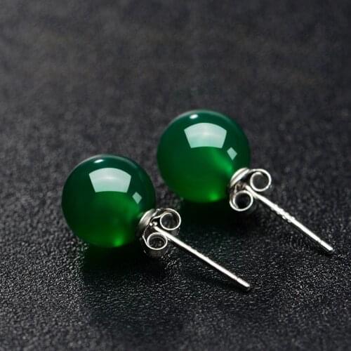 Natural Jade Earrings For Women S925 Sterling Sliver Color Jewelry Earring Red Agate/Green chalcedony Female Earring Jewelry