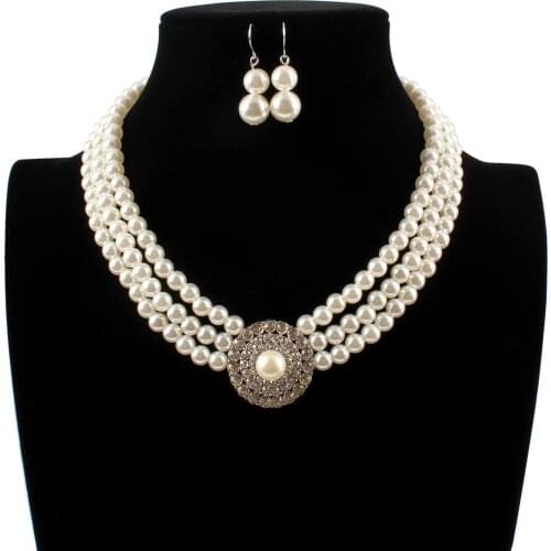 Korea Harajuku Pearl Necklace Set for Women Fashion Retro Multilayer Imitation Pearl Collar Clavicle chain Jewelry Wholesale