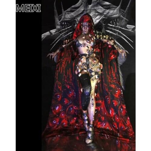 Womens Halloween rock thriller with three-dimensional eye bouncy costumes bar nightclub concert singer dancer costumes