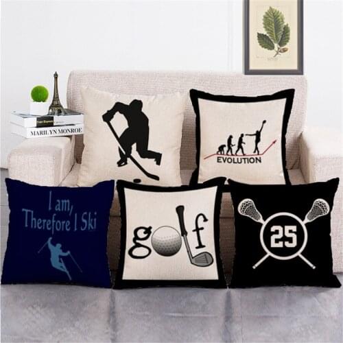 ZXZXOON Decorative throw pillow case cover Golf sport ski cotton linen cushion cover for sofa home decor capa de almofadas