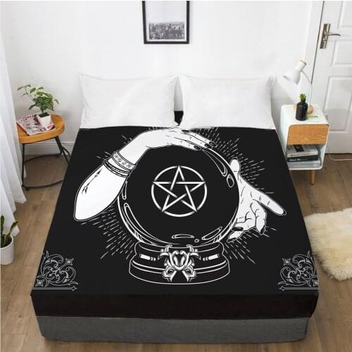 1PC Mattress Cover Fitted Sheet With Elastic Band Bed Sheets Bedding Linens Queen King Size Bedsheet 160X200CM Black White Magic
