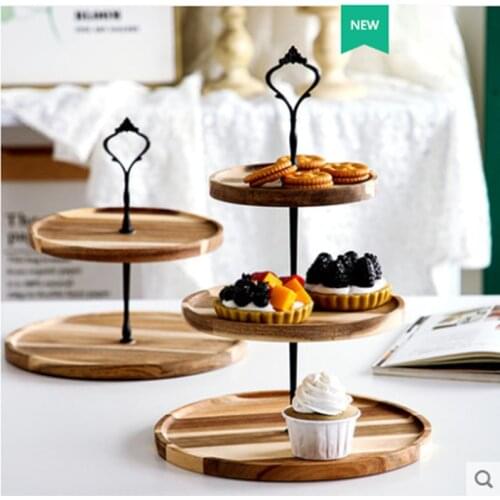 2/3 Tiers Detachable Cake Stand Wooden European Style Pastry Cupcake Fruit Plate Serving Dessert Holder Wedding Party Home Decor