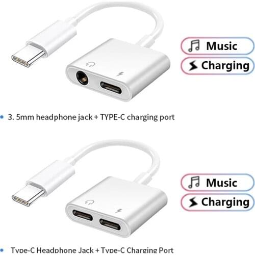 2 In 1 AUX Audio Splitter Cable Type C Adapter For Samsung Galaxy S21 Note20 Ultra S20 FE Plus USB C to Headphone Jack Converter