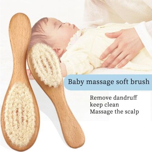 2021 New Wooden Pure Natural Soft Wool Kids Massage Baby Hair Brushes For Baby Care