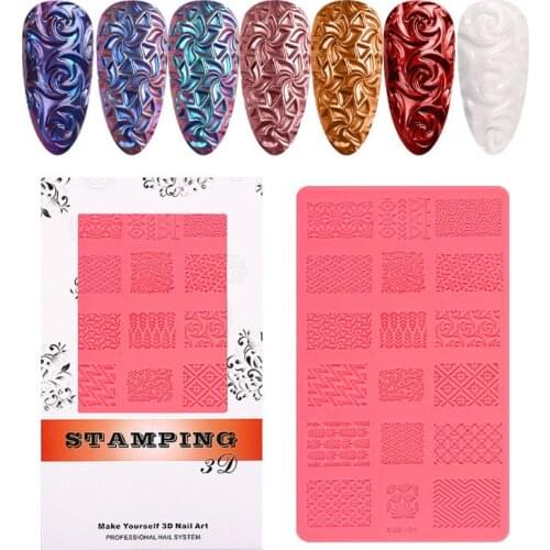 3D Relief Decorating Manicure Tool Nail Art Nail Stamp Nail Art Printing Template Silicone Nail Mold Environment-Friendly