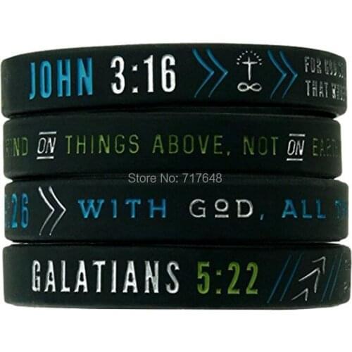 40pcs Christian with Scriptures Bible JOHN COLOSSIANS MATTHEW GALATIANS wristband silicone bracelets free shipping by epacket A