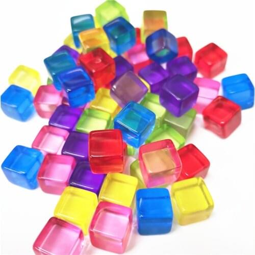 50Pcs/set 10mm Transparent Square Corner Colorful Crystal Dice Chess Piece Transparent Right Angle Sieve For Puzzle Game