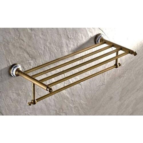 Towel Bar Antique Brass Toilet Towel Holder Towel Rack Shelf Solid Holder Brief Fixed Bathroom Accessory zba411