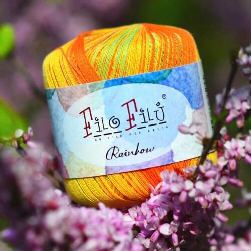 Free Shipping 50g/Ball Cotton Metallic Lace Rainbow Yarn Colorful Thin Thread For Crocheting Knitting By 1.55mm Crochet Hooks